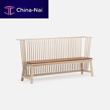 Contemporary public bench LOWsolid woodashAmerican walnut