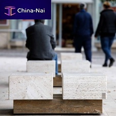 Contemporary public bench perduetravertinewithout backrestwithout armrests