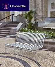 Contemporary garden bench PALISSADE galvanised steelwith backrestwith armrests