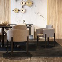 Contemporary chair His IIindoorfabricwood veneer base