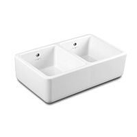 Double kitchen sink 2475without drainboardceramicapron-front