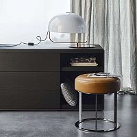 Contemporary stool Frankleatherfabricsteel base