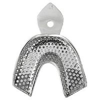 Lower dental impression tray perforated