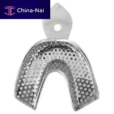 Lower dental impression tray perforated