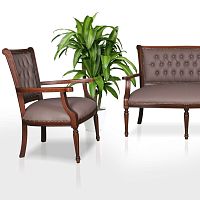 Contemporary armchair TIMBERleathergraybrown