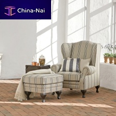 Traditional armchair QUEEN ANNfabricwith footrestwing
