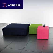 Contemporary pouf QUARTIERfabricsquareblue