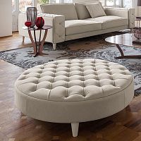 Contemporary ottoman BELMONDOfabricleatherround