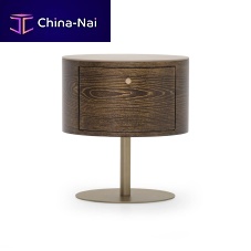 Contemporary bedside table OVERSEAS Vwood veneerleathermetal base