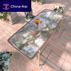 Contemporary dining table Antares woodenglassmetal base