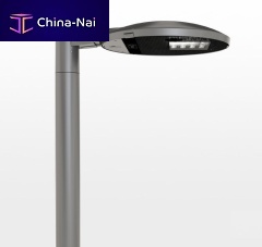 Urban lamp post COMPASScontemporarystainless steelwith tempered glass diffuser