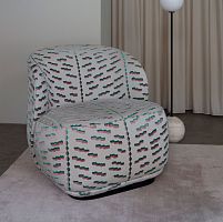 Contemporary armchair PIPE fabricleatherwhite