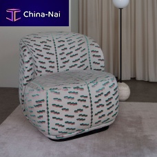 Contemporary armchair PIPE fabricleatherwhite
