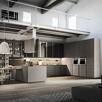 Contemporary kitchen LOUNGEoakU-shapedhandleless