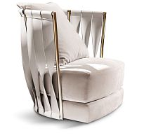 Contemporary armchair TWISTfabricleatheriron