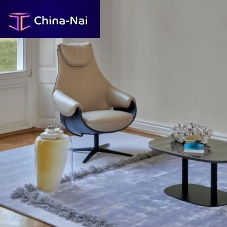 Contemporary armchair Creamfabricleatheroak