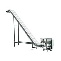 Inclined conveyor hinged beltfeedelectric drive