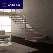 Quarter-turn staircase L20-1R-GLEwooden stepmetal framecontemporary