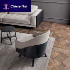 Contemporary armchair SHELLfabricwith footrestgray