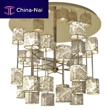 Contemporary chandelier Roses Lotusmetalbrasssilk