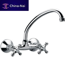 Wall-mounted double-handle mixer tap V7005 chrome-plated brasskitchen2-hole