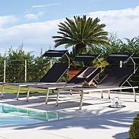 Contemporary sun lounger QUADROfabricstainless steelon casters