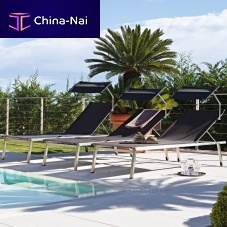 Contemporary sun lounger QUADROfabricstainless steelon casters