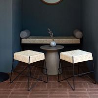 Contemporary stool ROSARITOsynthetic fiberpalm fibermetal base