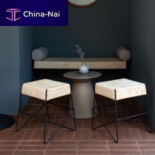 Contemporary stool ROSARITOsynthetic fiberpalm fibermetal base
