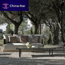 Contemporary coffee table PHOENIXteaklava stonealuminum base