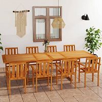 Contemporary table and chair set vidaXL 9-tlg : 3059616solid woodteakrectangular