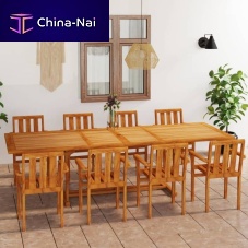 Contemporary table and chair set vidaXL 9-tlg : 3059616solid woodteakrectangular