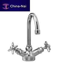 Double-handle washbasin mixer tap 3216countertopchrome-plated brassbathroom