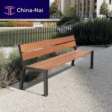 Contemporary public bench ARLOwoodenpowder-coated steelwith backrest