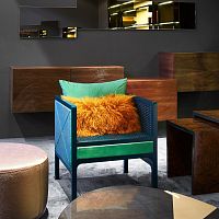 Contemporary armchair DARINGfabricstrawwooden