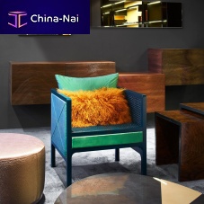Contemporary armchair DARINGfabricstrawwooden