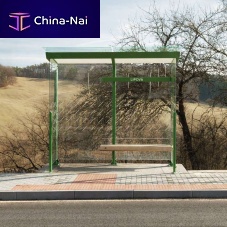 Glass bus shelter X1-210L-SSgalvanised steelthermo-lacquered steelwith bench