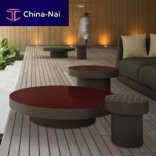 Contemporary coffee table Hiss porcelainpainted aluminum baseround