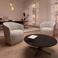 Contemporary armchair Fuller XLfabricbrownwith armrests