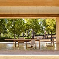 Contemporary dining table AMANUceramicteak baserectangular