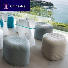 Contemporary pouf River stonepolyurethaneroundoval