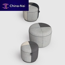 Contemporary pouf LIVES fabricleatherround