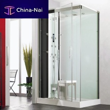 Steam shower cubicle Horizonglasssteelbrass