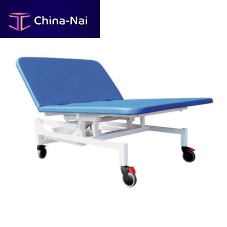Manual treatment table height-adjustablewith adjustable backreston casters
