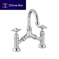 Double-handle washbasin mixer tap 3215countertopchrome-plated brassbathroom