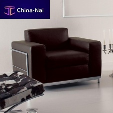 Contemporary armchair ELBA leatherfabricchrome steel