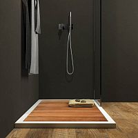 Rectangular shower base GADOabove floorteaknon-slip