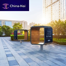 Contemporary public bench CUBIC THE BREATHwoodensteelin WPC