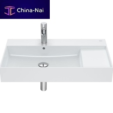 Wall-mounted washbasin INSPIRA porcelainrectangularcontemporary