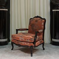 Louis XV style armchair fabricleathersolid wood